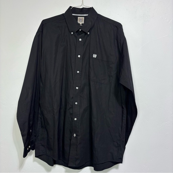 Cinch Black Button Front Shirt Long Sleeve Rodeo Western Solid Men's Large - Picture 1 of 7